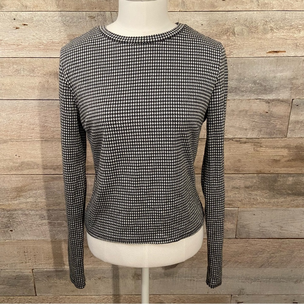 Antistar women's cropped‎ houndstooth long-sleeved top in size medium
